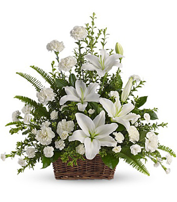 Peaceful White Lilies Basket from Richardson's Flowers in Medford, NJ